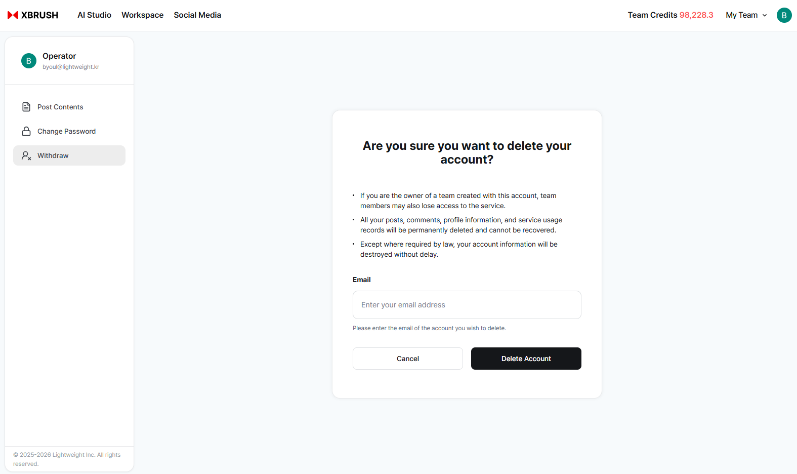 Account deletion