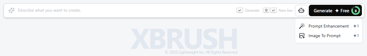 Idea text input field at the top with Enhance Prompt and Image-to-Prompt buttons on the right