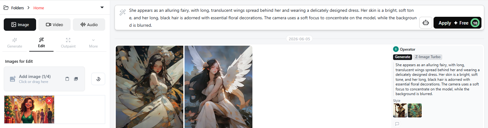 Edit tab with reference image loaded