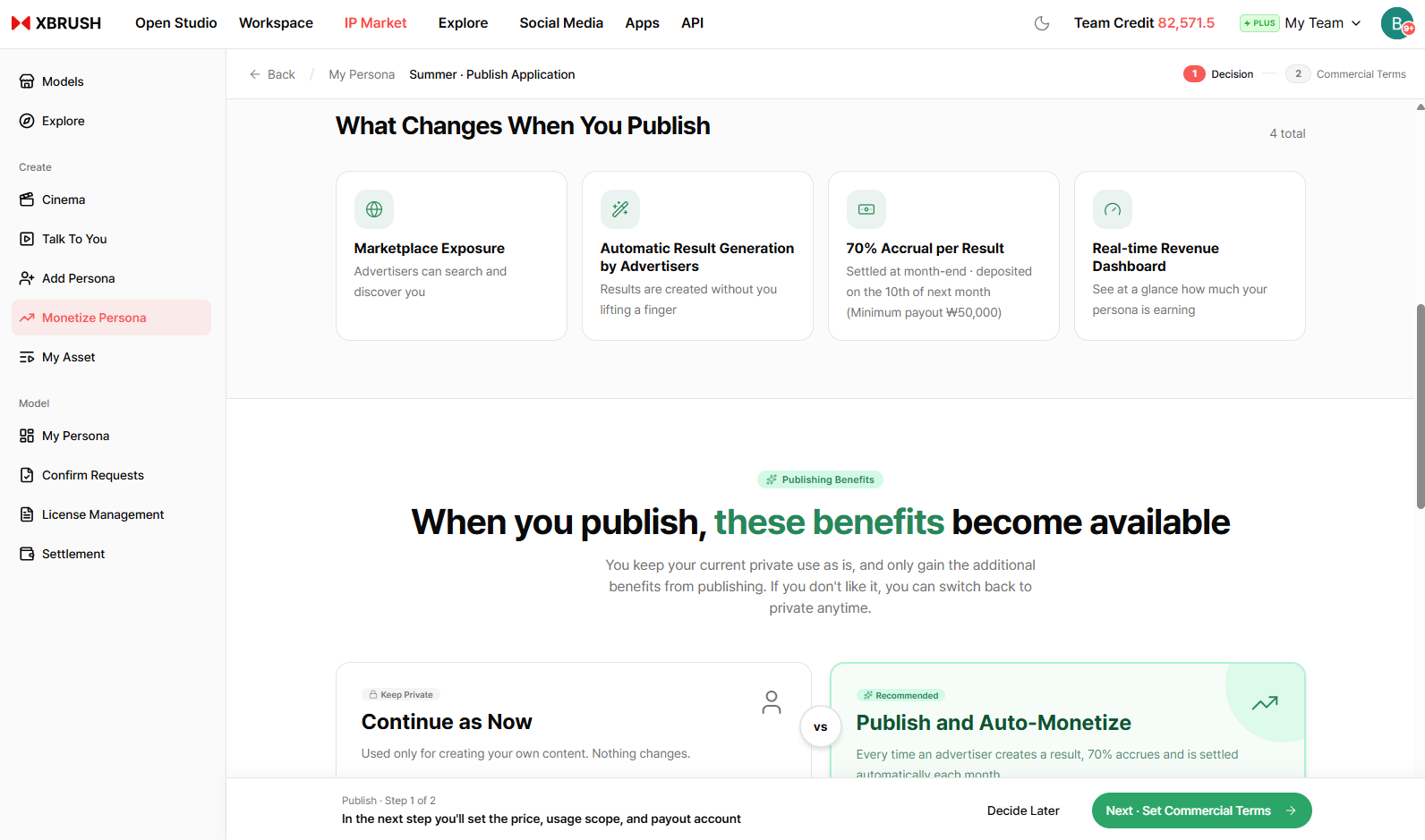 Persona Monetization — step
