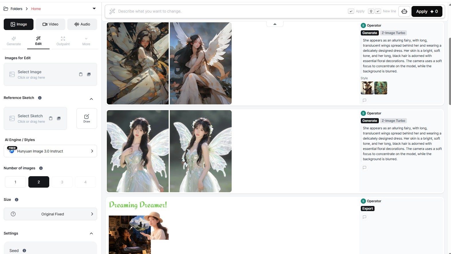 Edit tab — Inpaint
