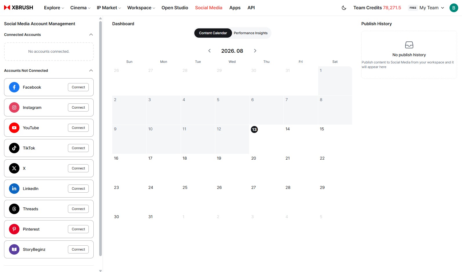 XBRUSH SNS dashboard